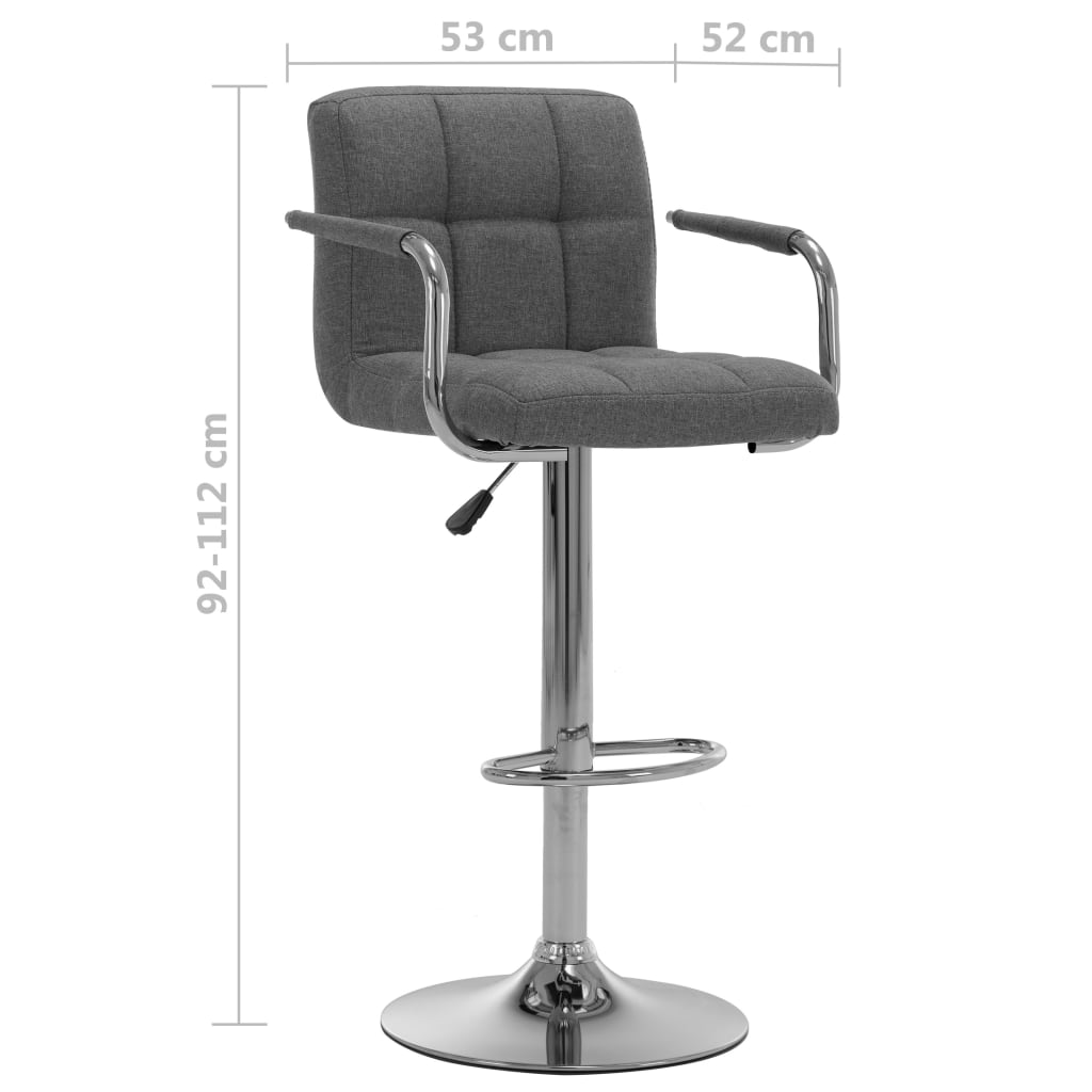 vidaXL Cadeiras de bar 2 pcs tecido cinzento-claro