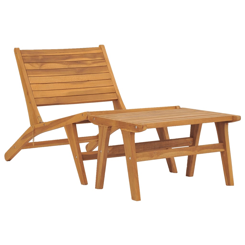 vidaXL Cadeira de jardim com apoio de pés em madeira teca maciça