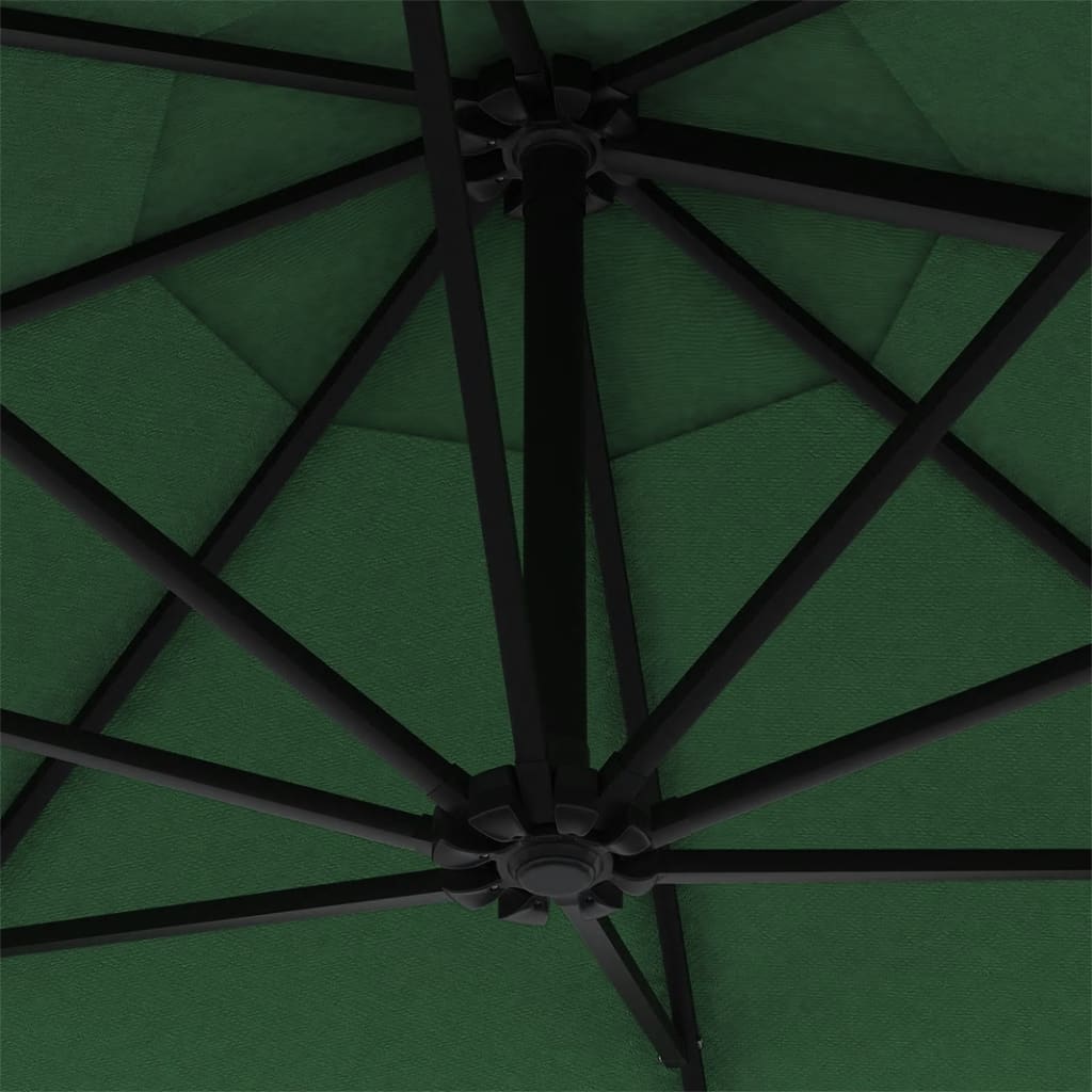 vidaXL Guarda-sol de montar na parede com mastro metálico 300 cm verde