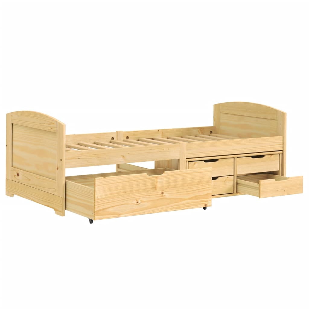 vidaXL Sofá-cama com 5 gavetas 90x200 cm madeira de pinho maciça IRUN