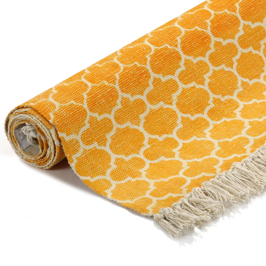 vidaXL Tapete Kilim em algodão 120x180 cm com padrão amarelo