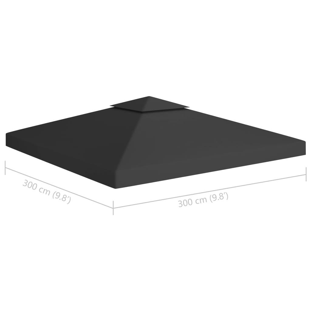 vidaXL Cobertura de gazebo com 2 camadas 310 g/m² 3x3 m preto