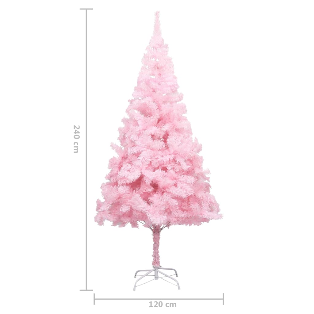 vidaXL Árvore Natal artificial pré-iluminada c/ bolas PVC rosa