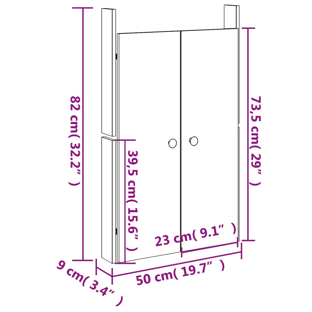 vidaXL Portas de cozinha p/ exterior 50x9x82 cm madeira douglas maciça