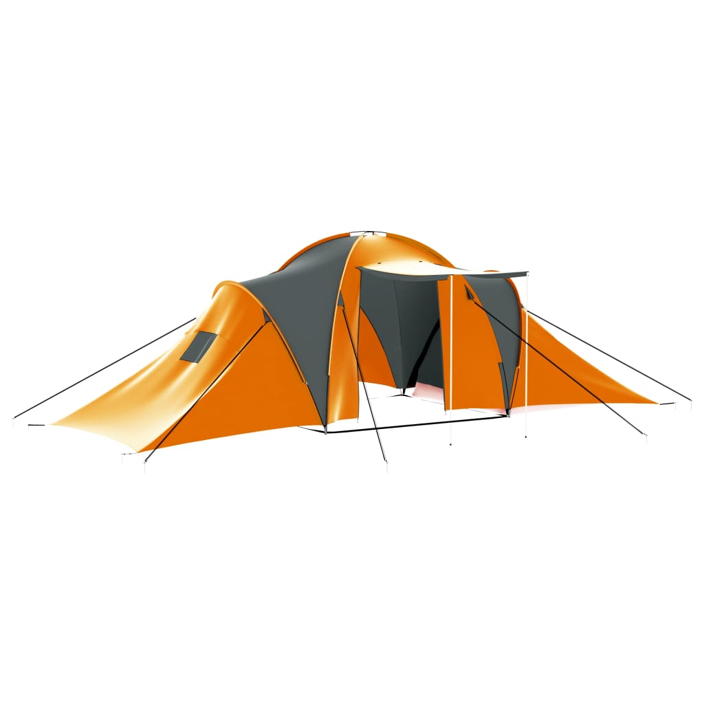 vidaXL Tenda de campismo para 9 pessoas tecido cinzento e laranja