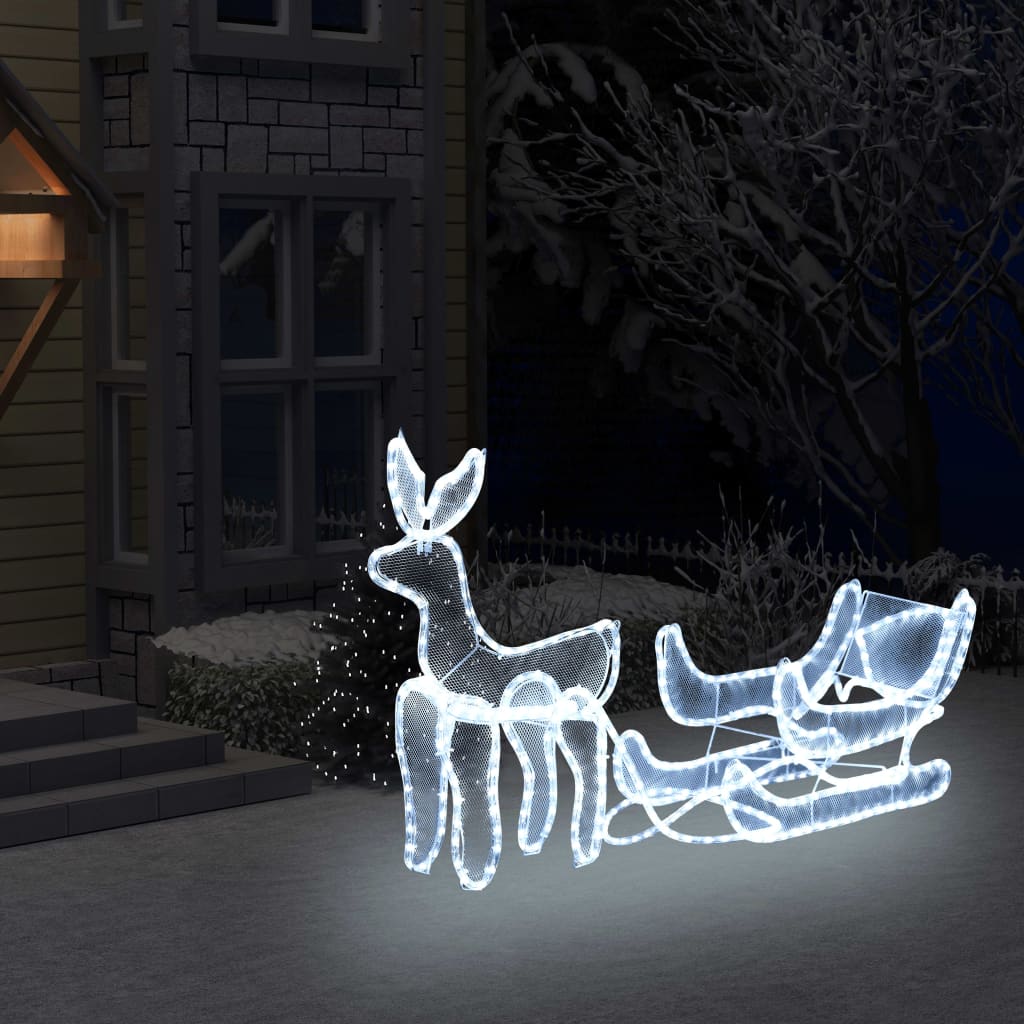 vidaXL Iluminação de Natal formato rena e trenó com rede 432 luzes LED