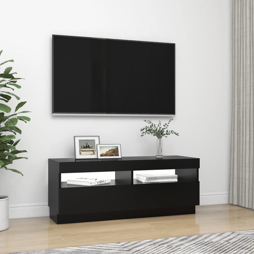 vidaXL Móvel de TV com luzes LED 100x35x40 cm preto