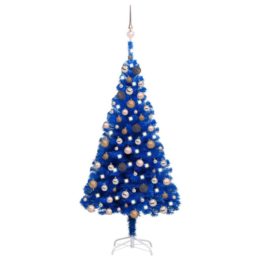 vidaXL Árvore Natal artificial pré-iluminada c/ bolas 120cm PVC azul
