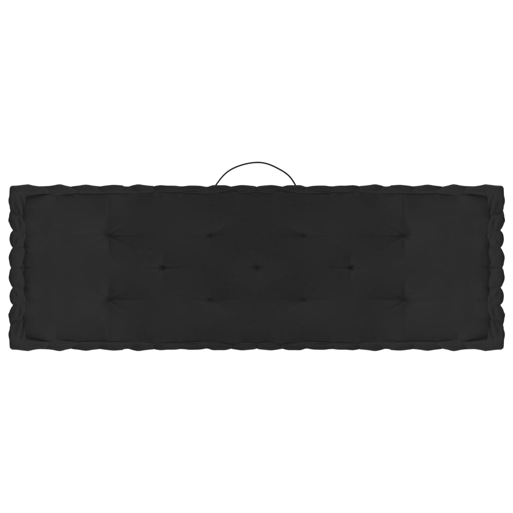 vidaXL Almofadões para sofá de paletes 3 pcs algodão preto