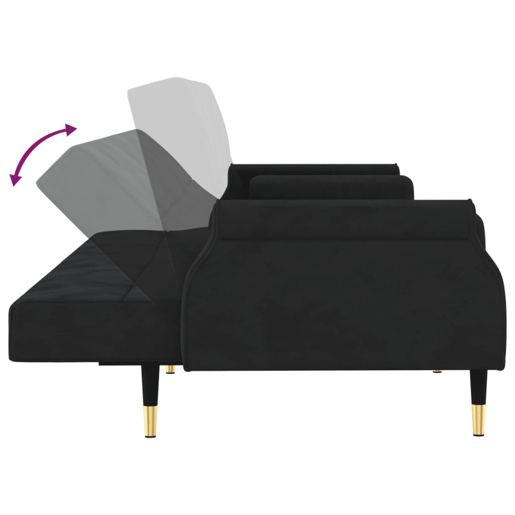 vidaXL Sofá-cama com almofadões veludo preto