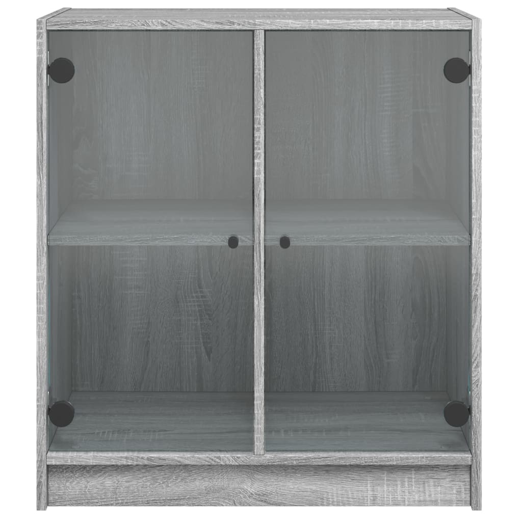vidaXL Armário de apoio c/ portas de vidro 68x37x75,5 cm cinza sonoma