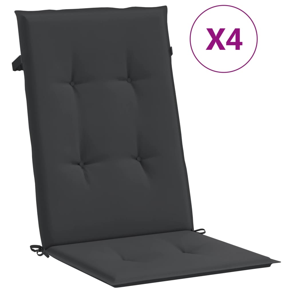 vidaXL Almofadões para cadeiras altas de jardim 4 pcs tecido preto