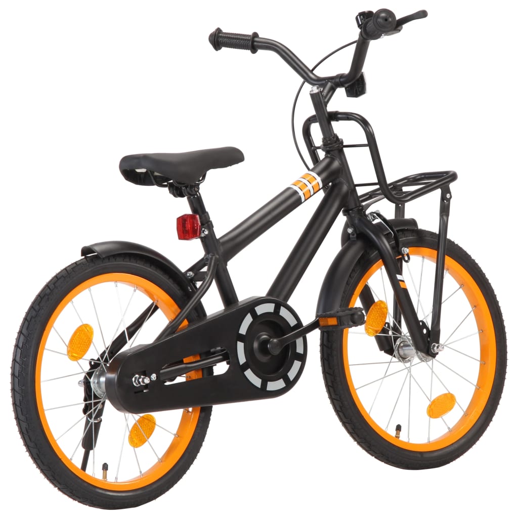vidaXL Bicicleta criança c/ plataforma frontal roda 18" preto/laranja