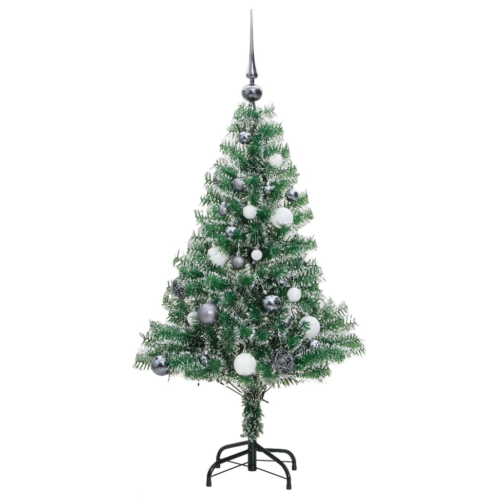 vidaXL Árvore de Natal artificial c/ 150 LEDs conj. bolas e neve 120cm