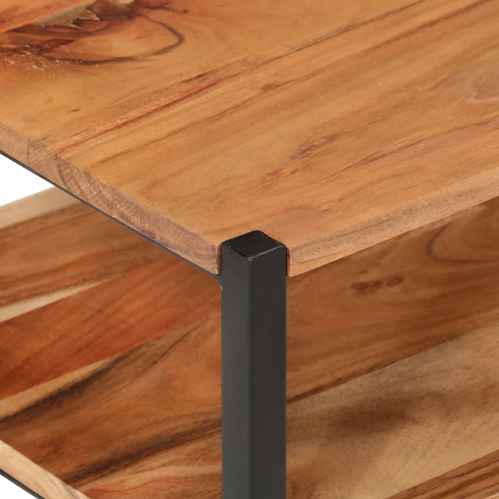 vidaXL Mesa de apoio 35x35x45 cm madeira de acácia maciça e ferro