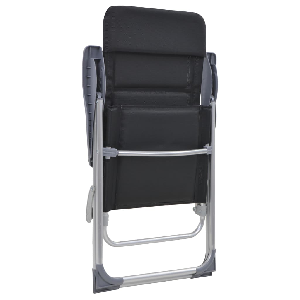 vidaXL Cadeiras de campismo 2 pcs 58x69x111 cm alumínio preto