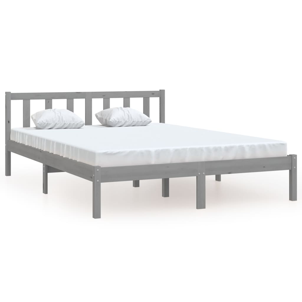 vidaXL Estrutura de cama 120x200 cm pinho maciço cinzento