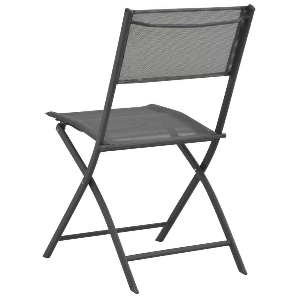 vidaXL Cadeiras de exterior dobráveis 4 pcs aço e textilene cinzento