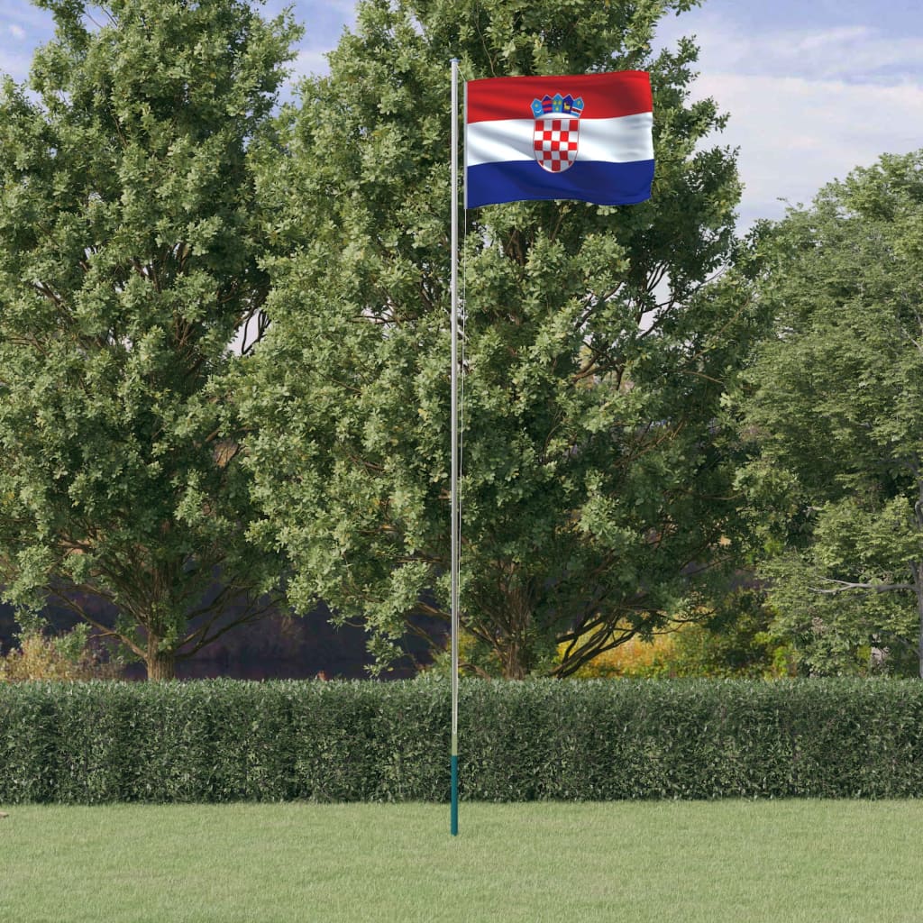 vidaXL Bandeira da Croácia e mastro 6,23 m alumínio