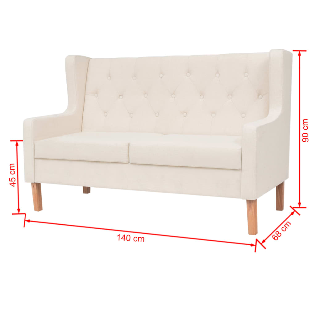 vidaXL Conjunto de sofás 3 pcs tecido branco nata