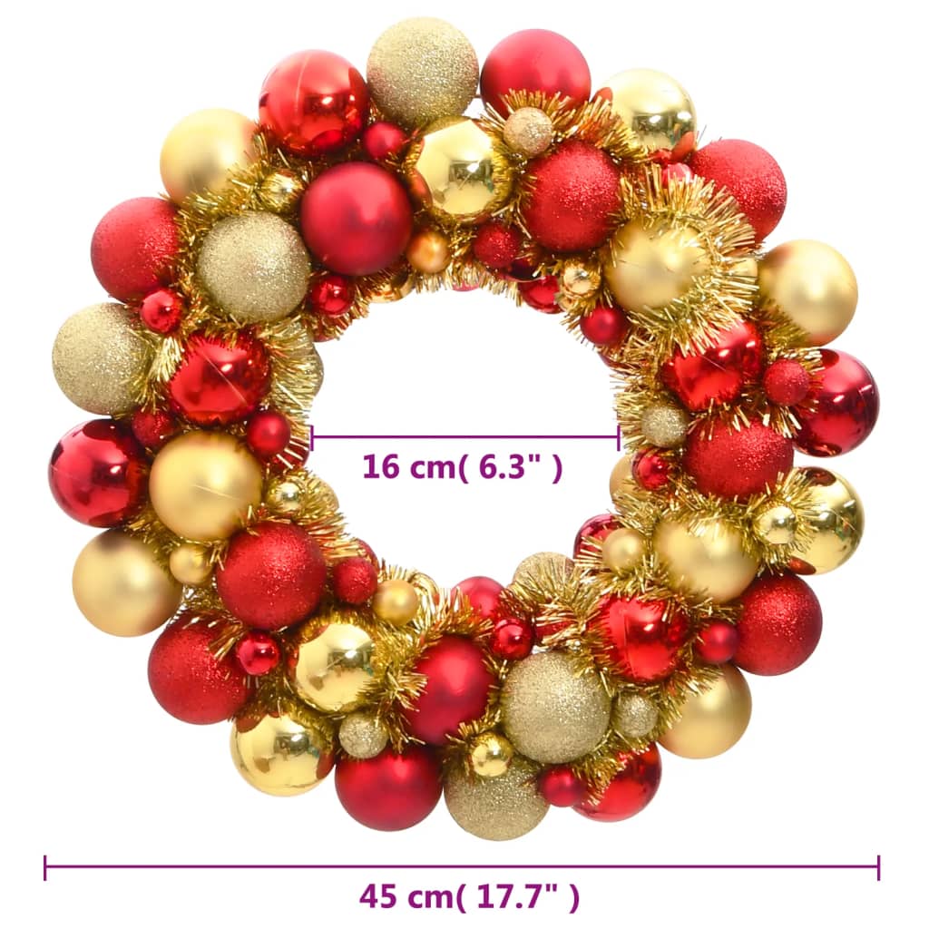 vidaXL Guirlanda de Natal 45 cm poliestireno vermelho e dourado