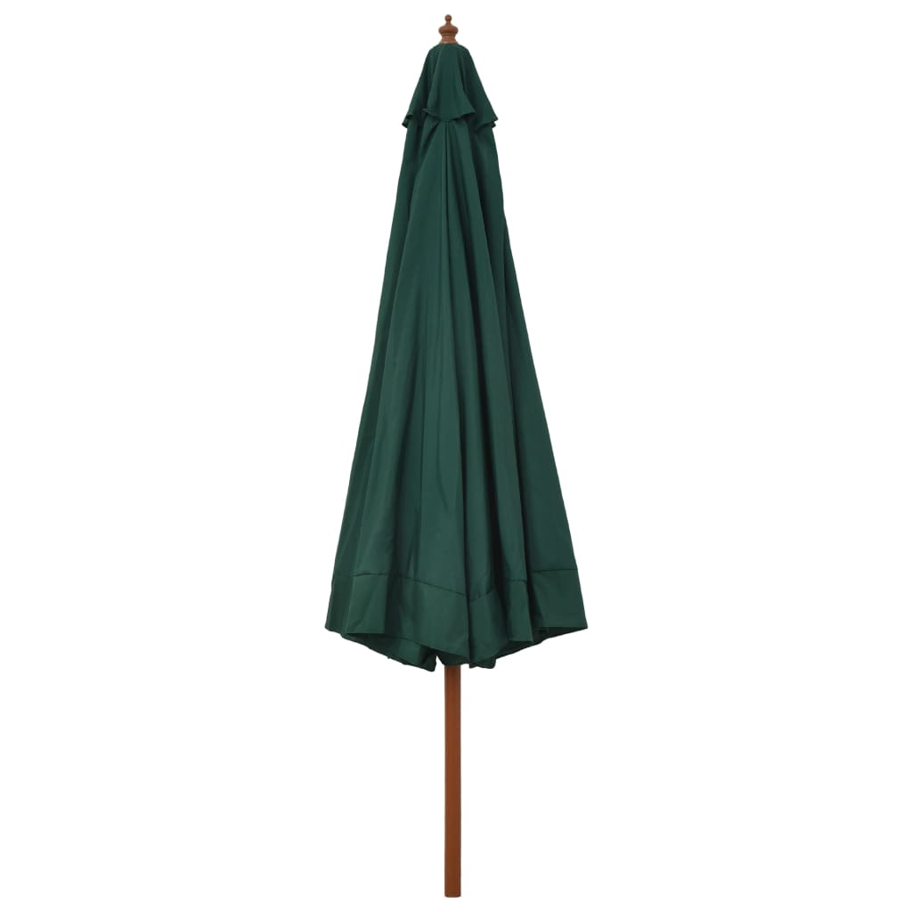 vidaXL Guarda-sol de exterior com poste em madeira 330 cm verde