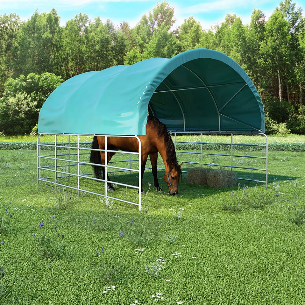 vidaXL Tenda para gado PVC 3,7x3,7 m verde