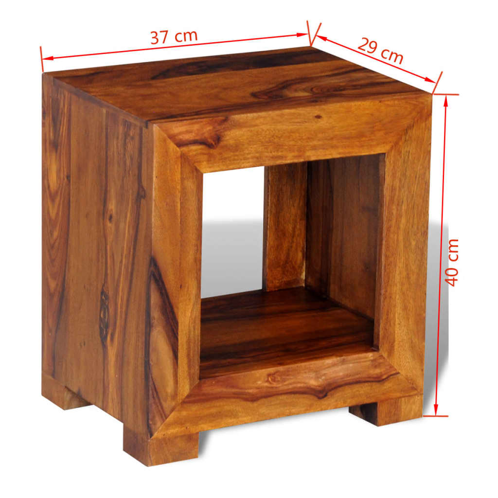 vidaXL Mesa de apoio em madeira de sheesham maciça 37x29x40 cm