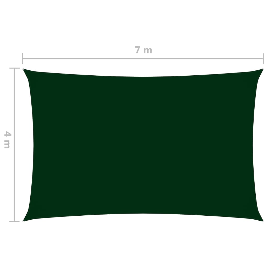 vidaXL Para-sol estilo vela tecido oxford retangular 4x7m verde-escuro