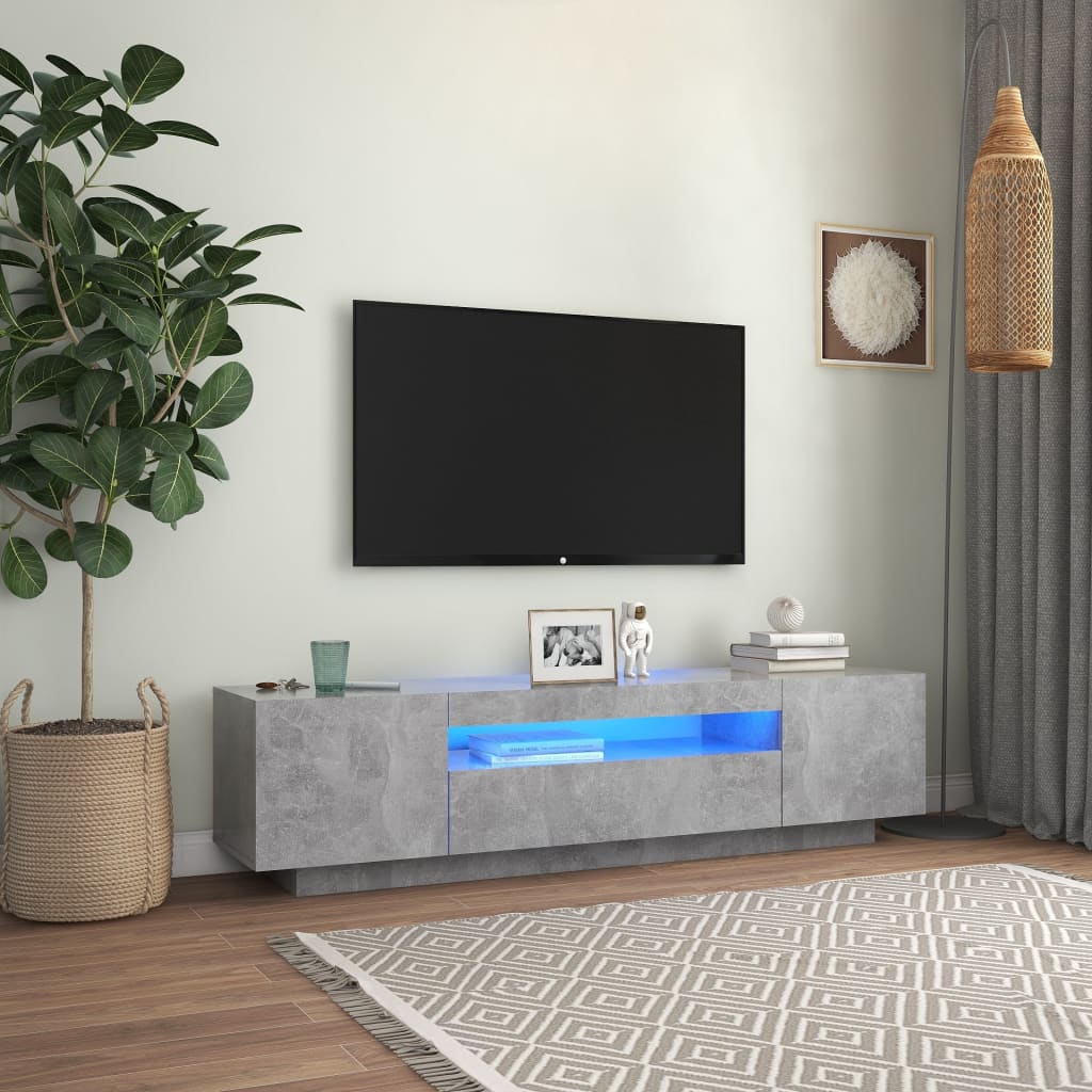 vidaXL Móvel de TV com luzes LED 160x35x40 cm cinzento cimento