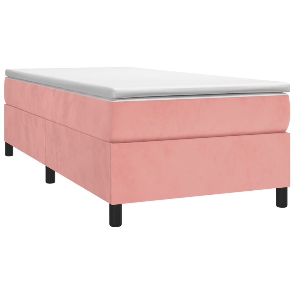 vidaXL Estrutura de cama com molas 90x190 cm veludo rosa