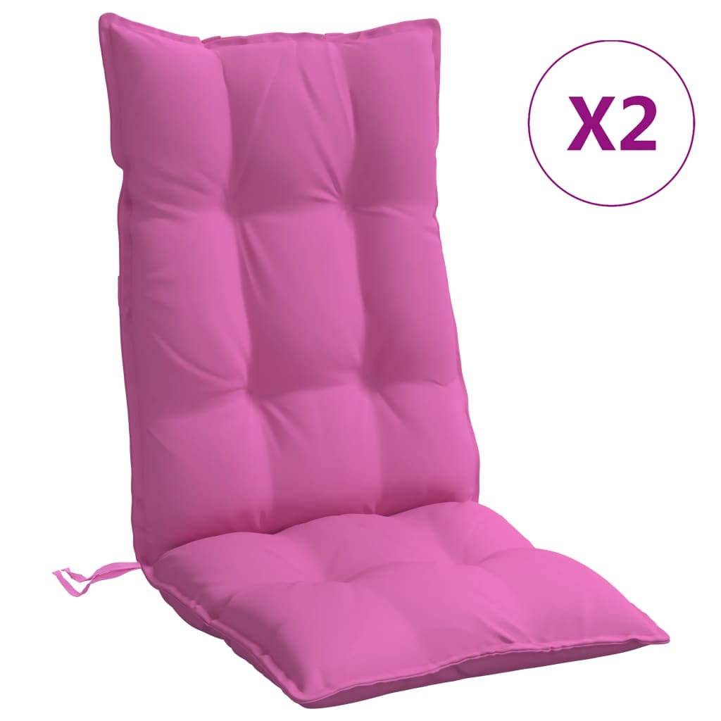 vidaXL Almofadões p/ cadeira encosto alto 2 pcs tecido oxford rosa