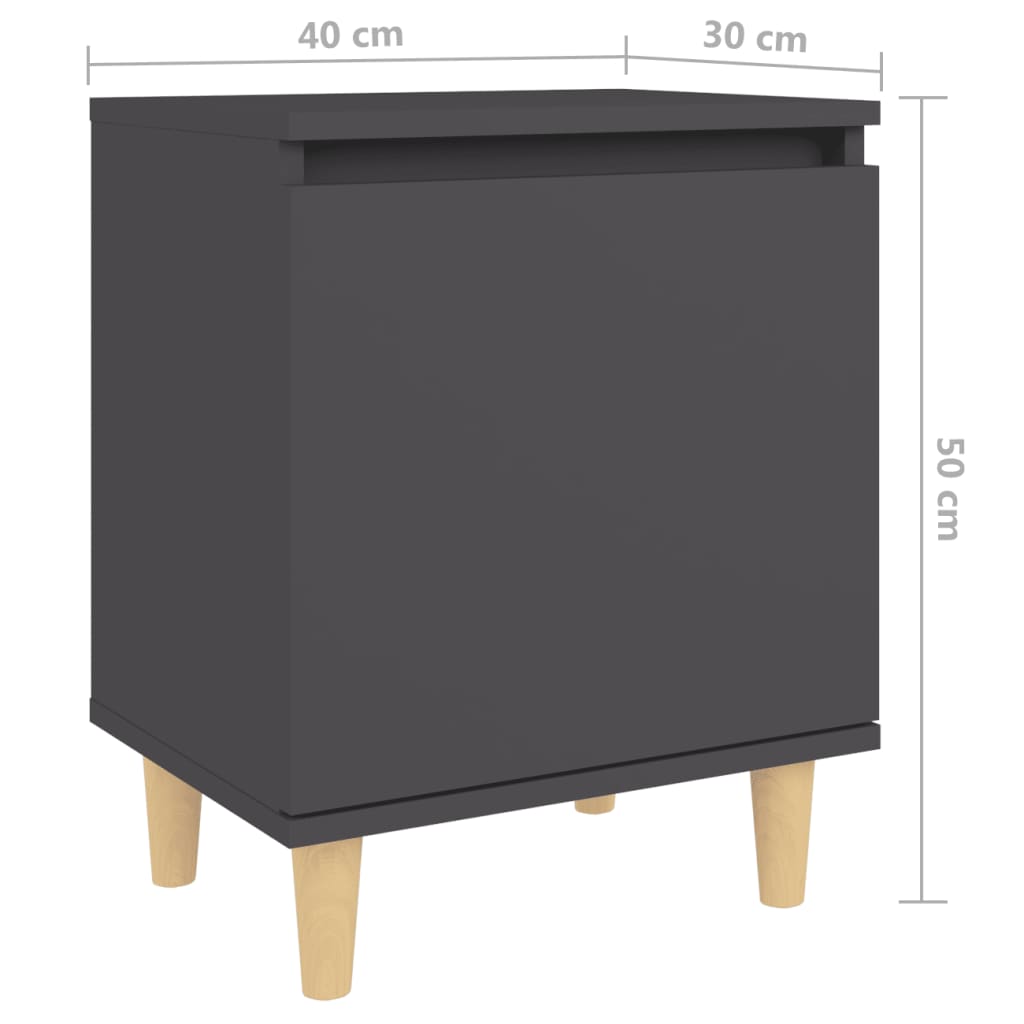 vidaXL Mesa de cabeceira c/ pernas madeira maciça 40x30x50cm cinzento
