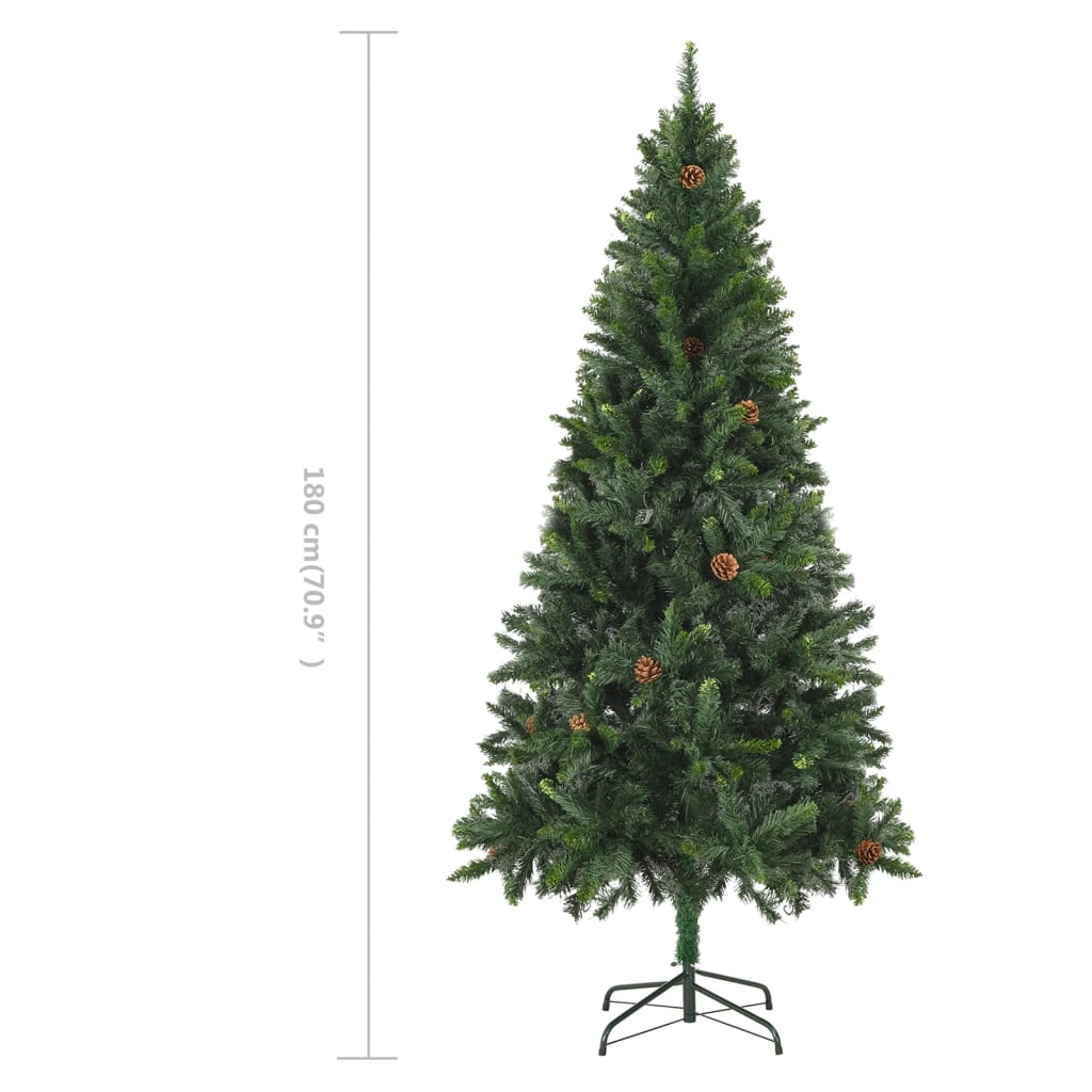 vidaXL Árvore de Natal artificial com pinhas 180 cm verde