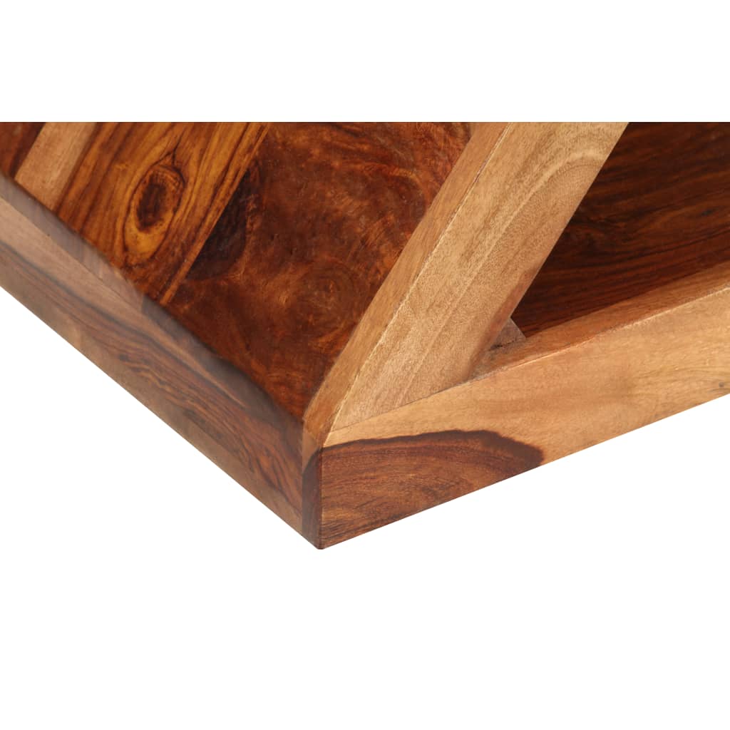 vidaXL Mesa de apoio em forma de Z, madeira de sheesham maciça