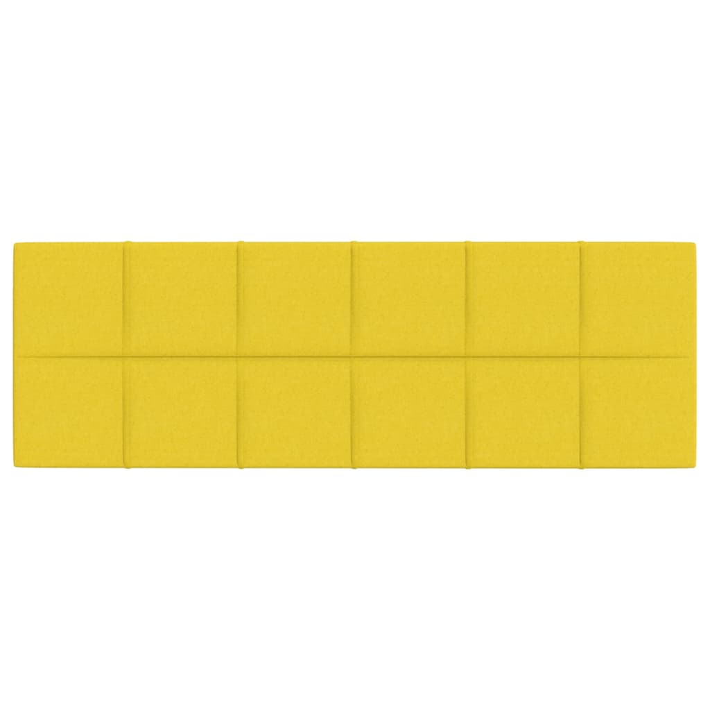 vidaXL Painel de parede 12 pcs 90x30 cm tecido 3,24 m² amarelo-claro