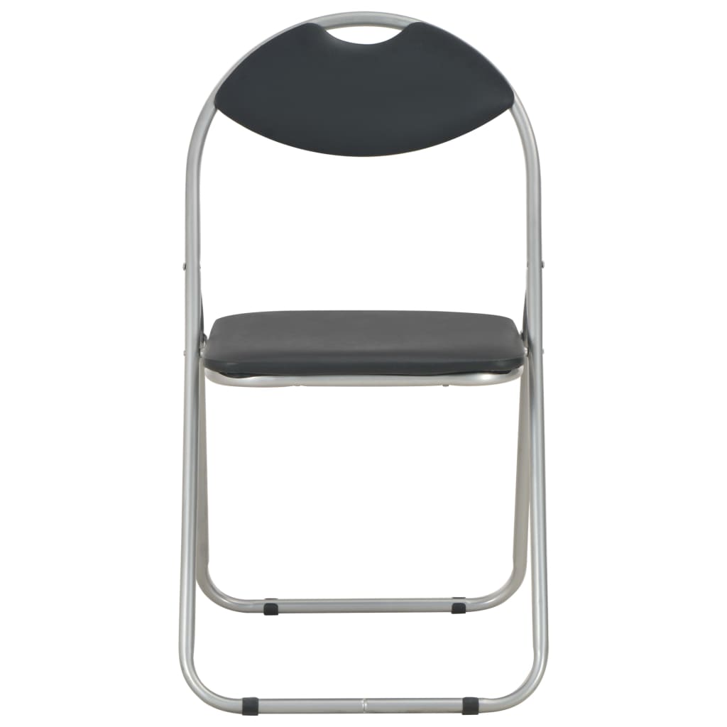 vidaXL Cadeiras de jantar dobráveis 2 pcs couro artificial preto