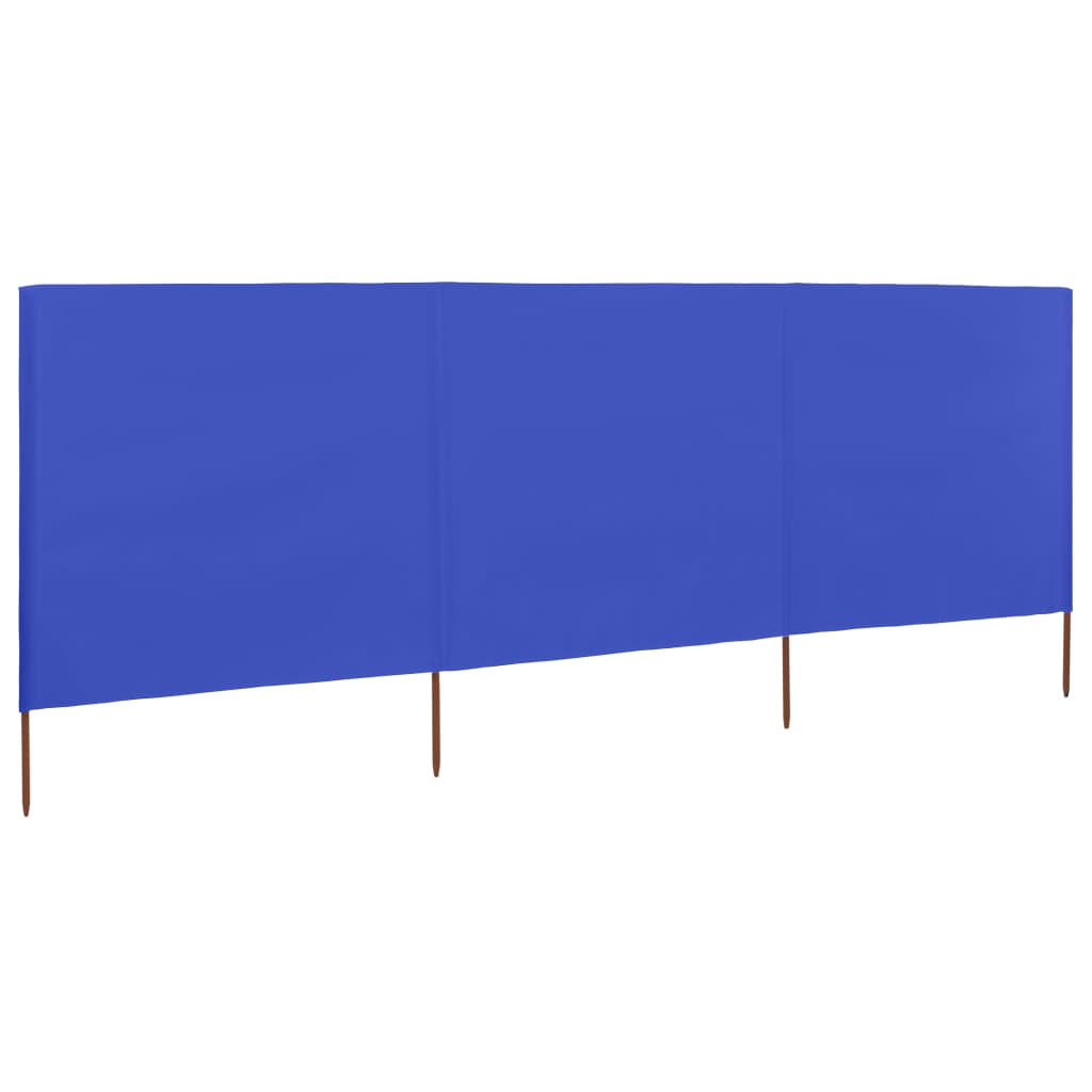 vidaXL Para-vento com 3 painéis em tecido 400x80 cm azul-ciano