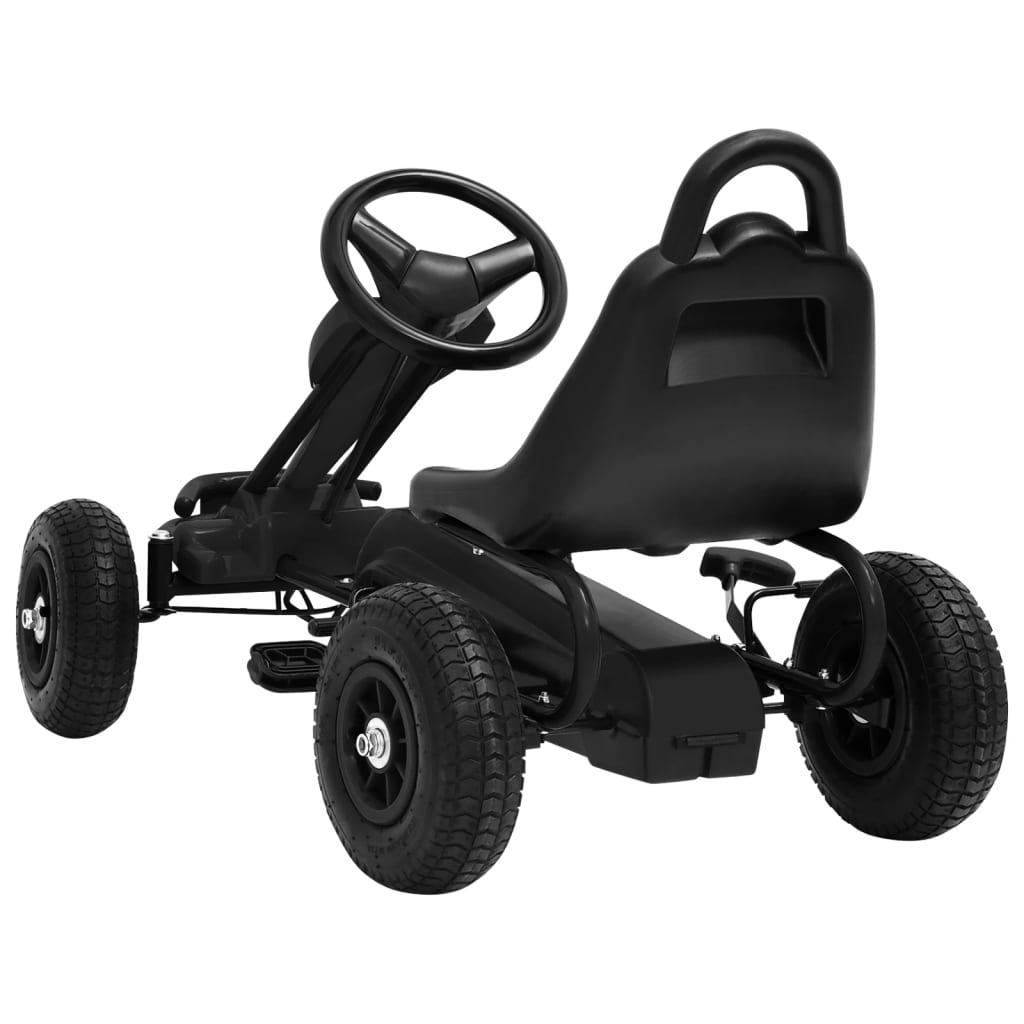 vidaXL Kart a pedais com pneus pneumáticos preto