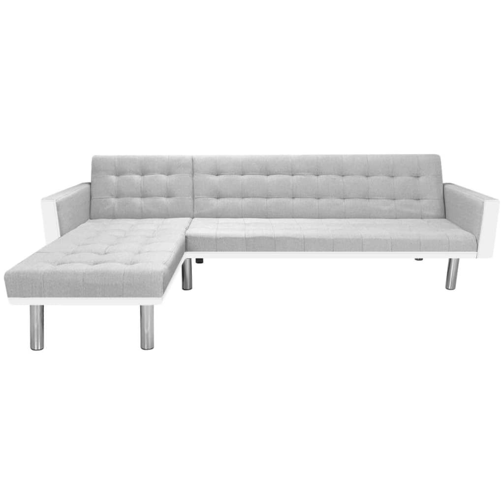 vidaXL Sofá-cama tecido com chaise longue 218x155x69cm branco cinzento