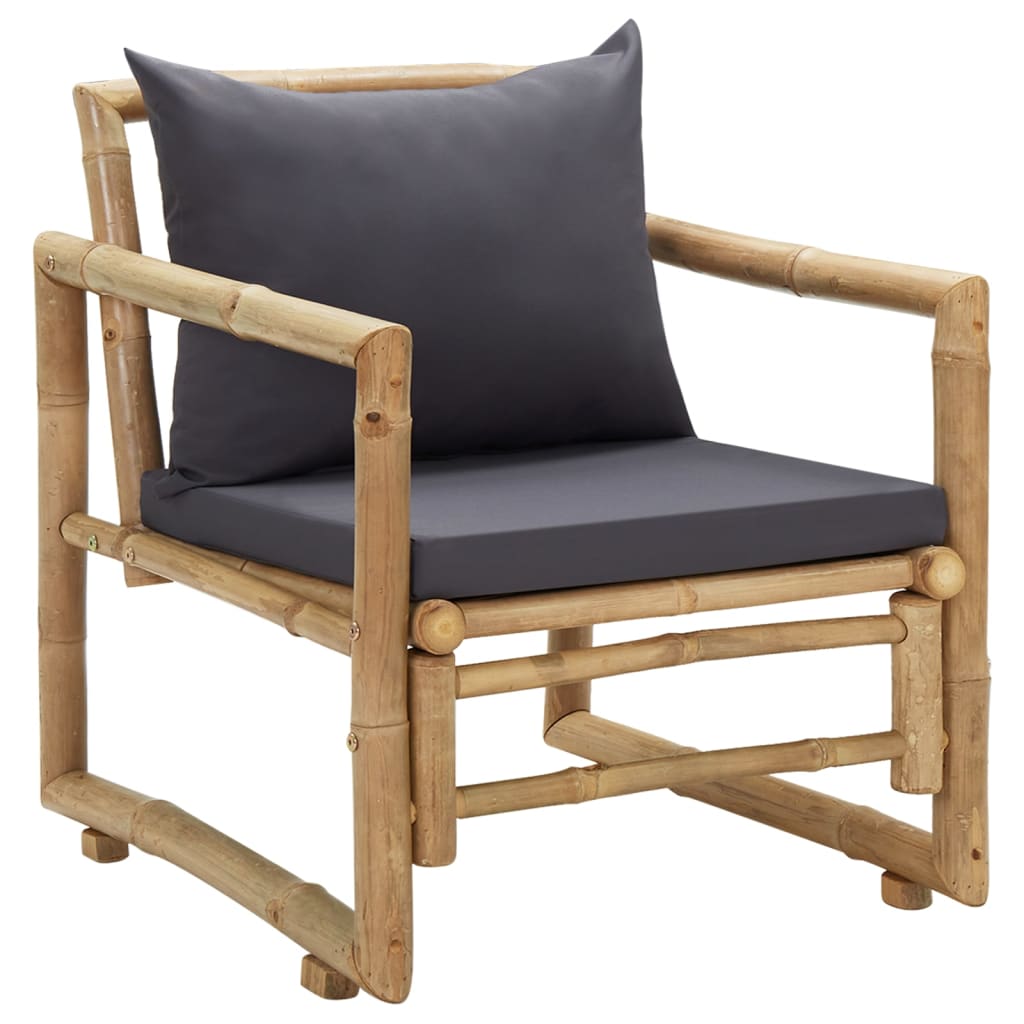 vidaXL Cadeiras de jardim c/ almofadões 2 pcs bambu