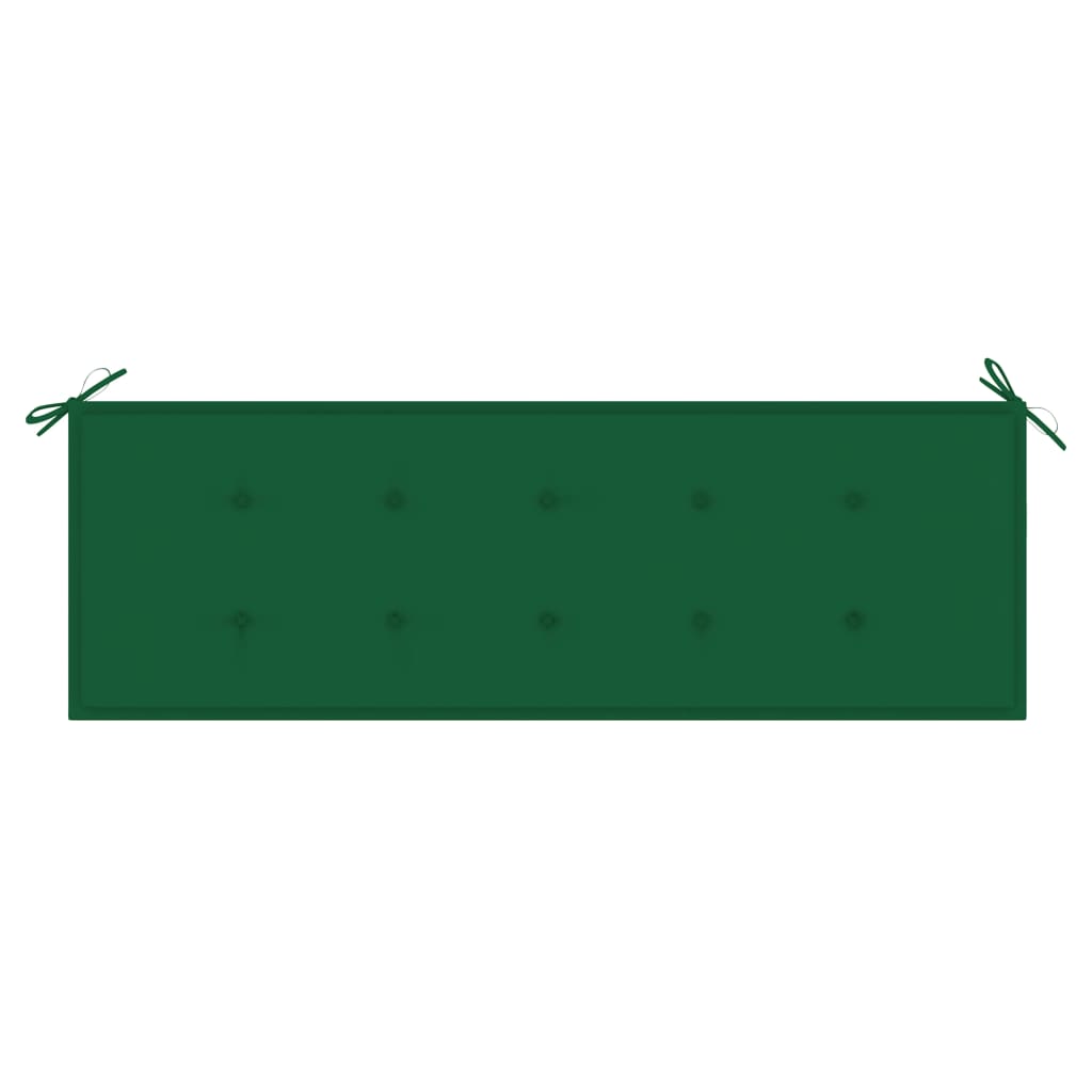 vidaXL Banco de jardim c/ almofadão verde 150 cm teca maciça