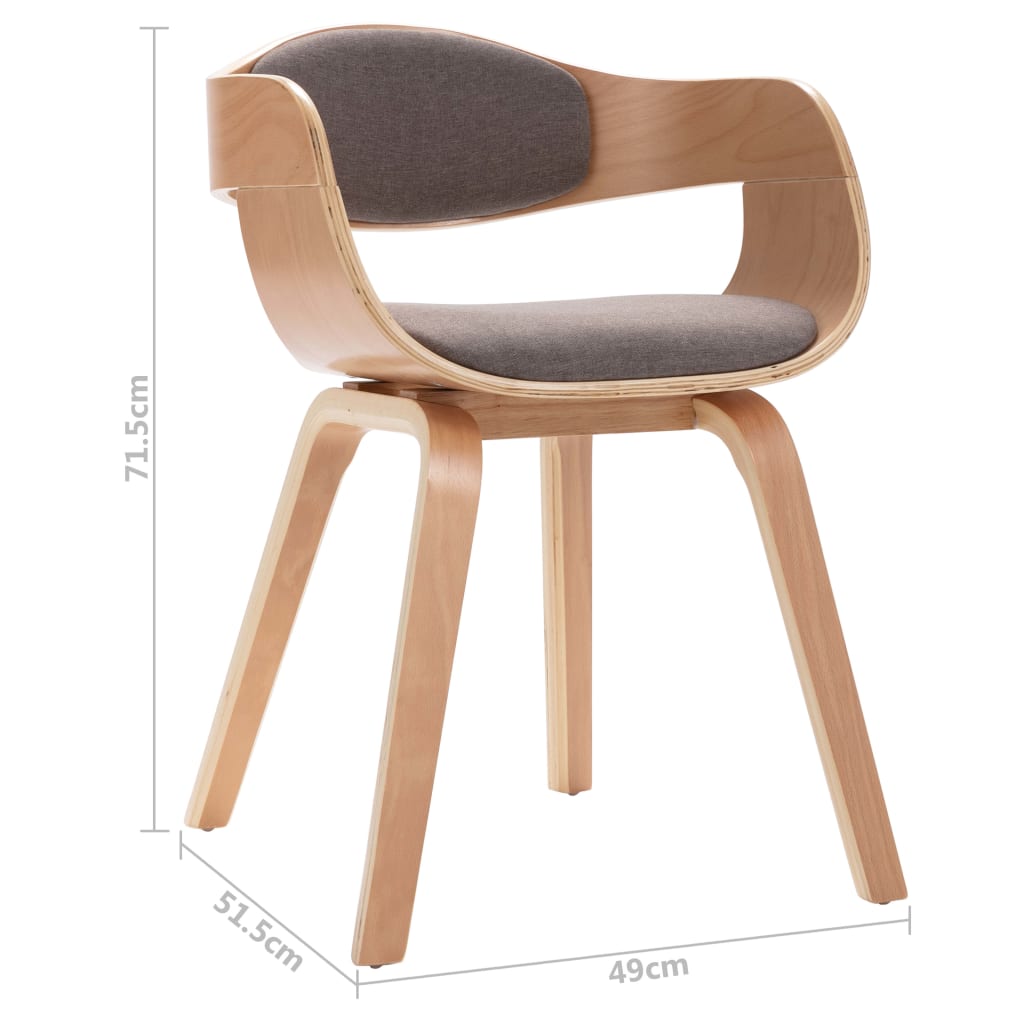 vidaXL Cadeiras jantar 4 pcs madeira curvada/tecido cinza-acastanhado