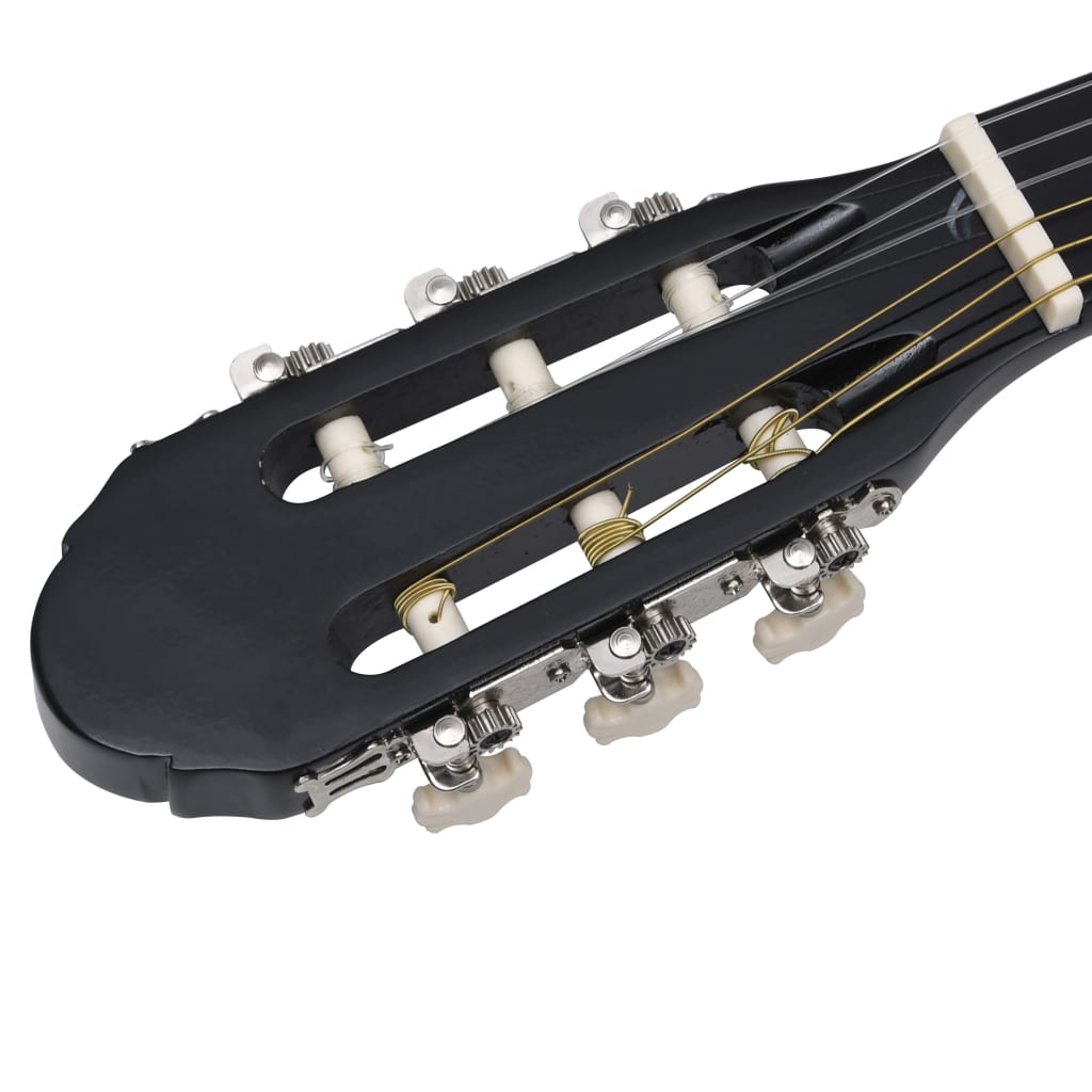 vidaXL 12 peças conjunto guitarra clássica iniciantes 4/4 39" preto
