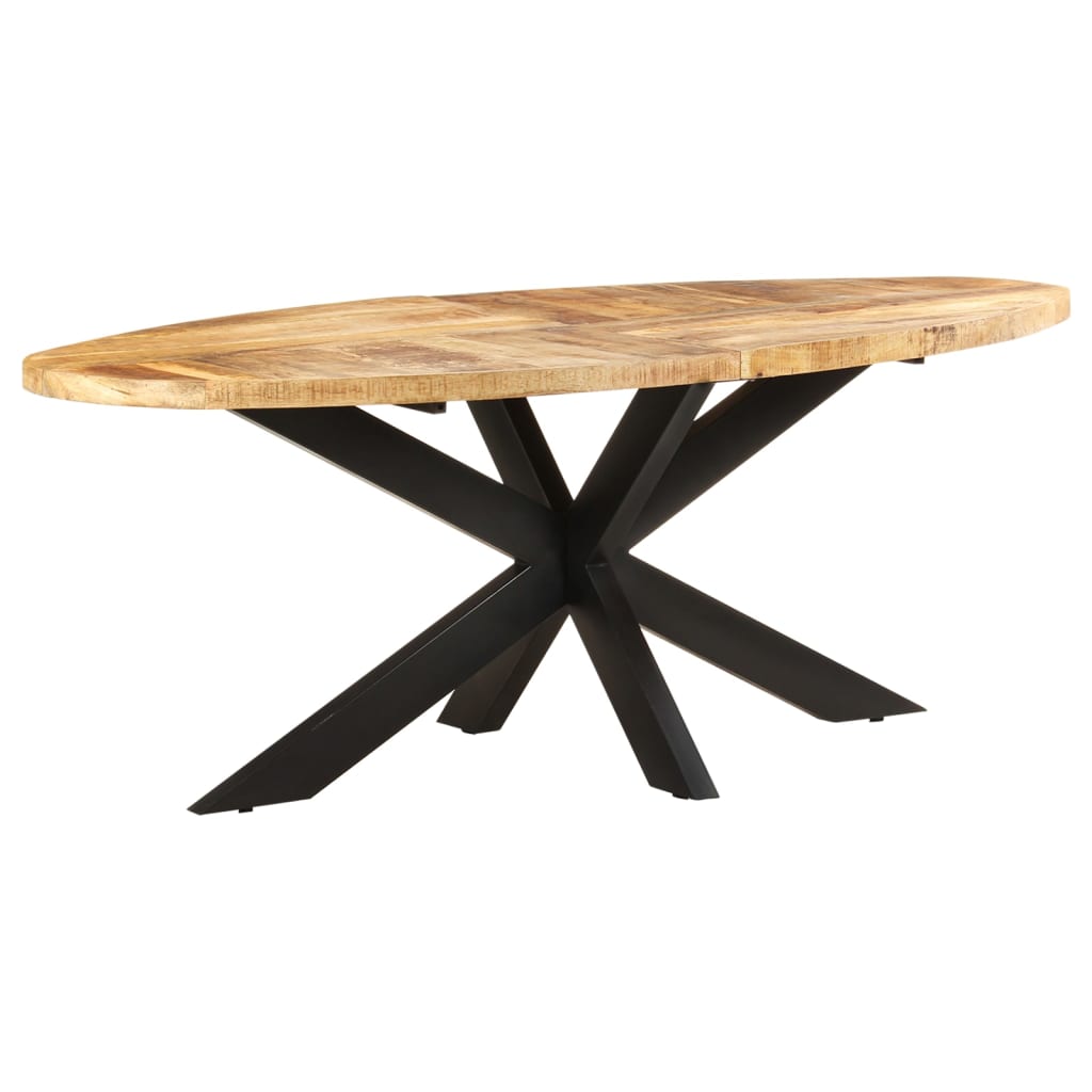 vidaXL Mesa de jantar oval 200x100x75 cm madeira de mangueira áspera