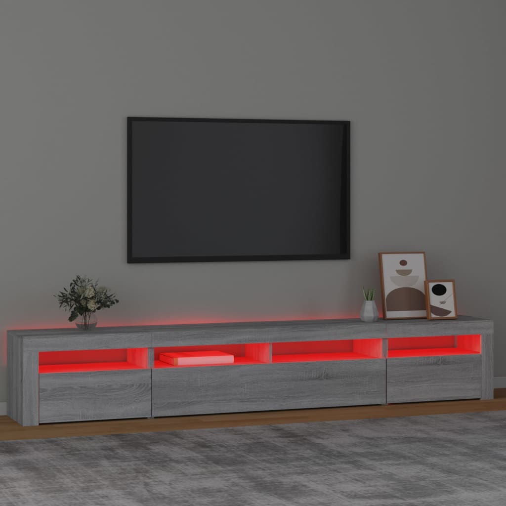 vidaXL Móvel de TV com luzes LED 240x35x40 cm sonoma cinza