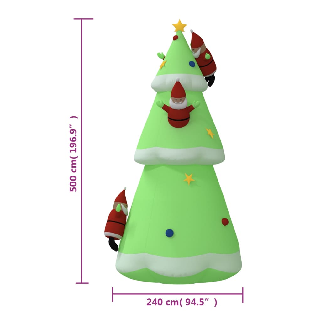 vidaXL Árvore Natal insuflável com luzes LED 500 cm