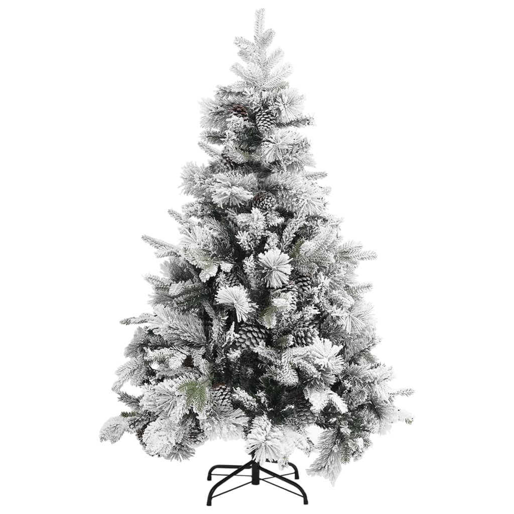 vidaXL Árvore de Natal c/ flocos de neve e pinhas 150 cm PVC e PE