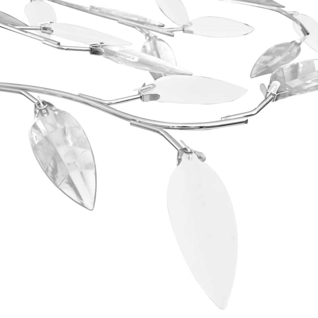 vidaXL Candeeiro teto braços folhas de cristal acrílico 5 E14 branco