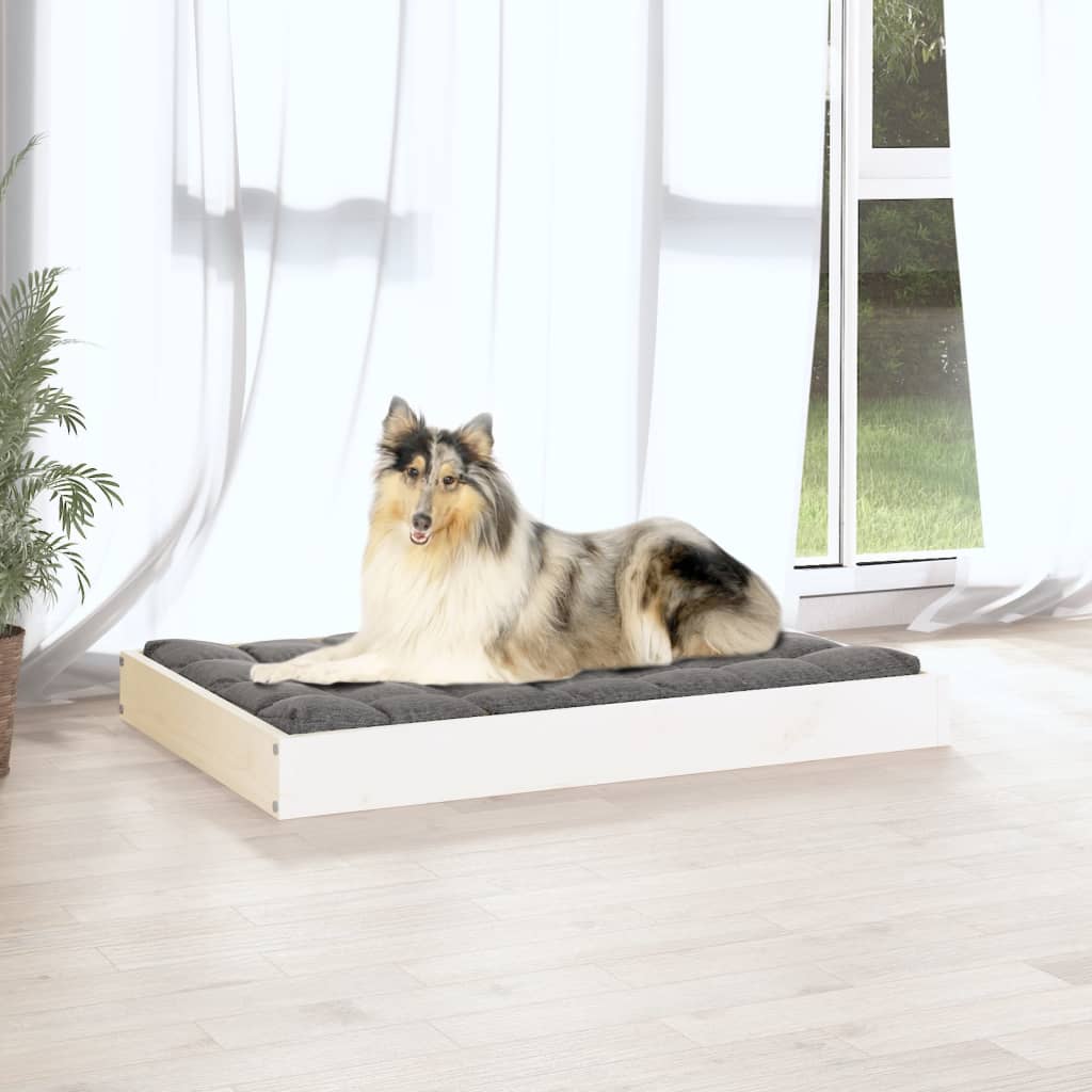 vidaXL Cama para cães 91,5x64x9 cm madeira de pinho maciça branco